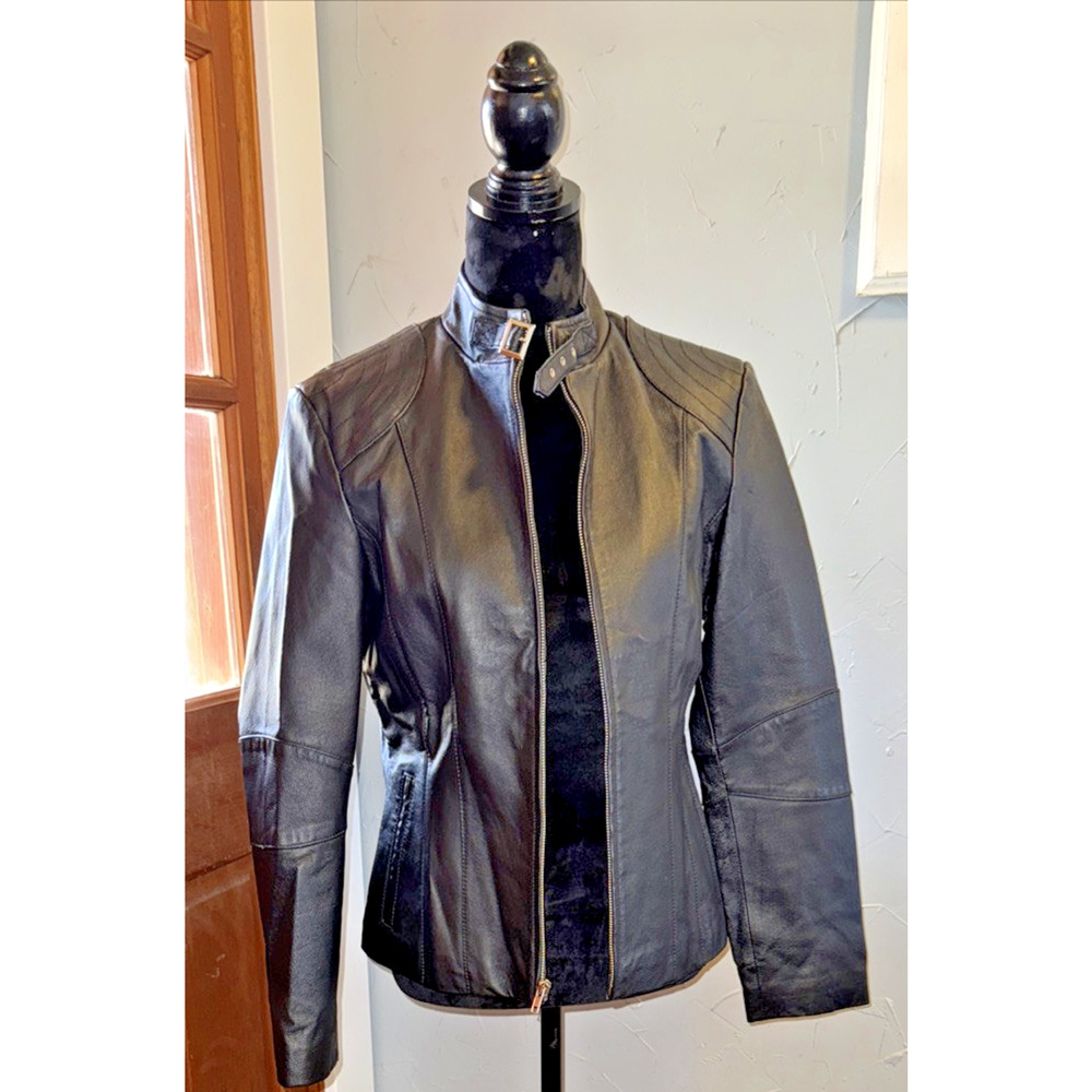 De Coded Black Leather Jacket Size M Steampunk Gothic Whimsigoth Witch‎ Core